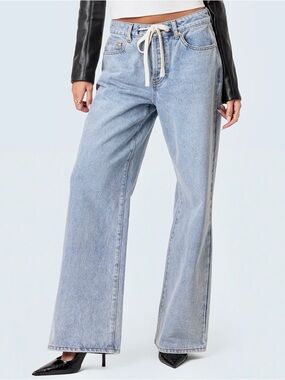 Edikted Low Rise Baggy Drawstring Jeans